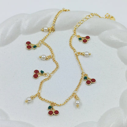 Tobillera cerezas perla